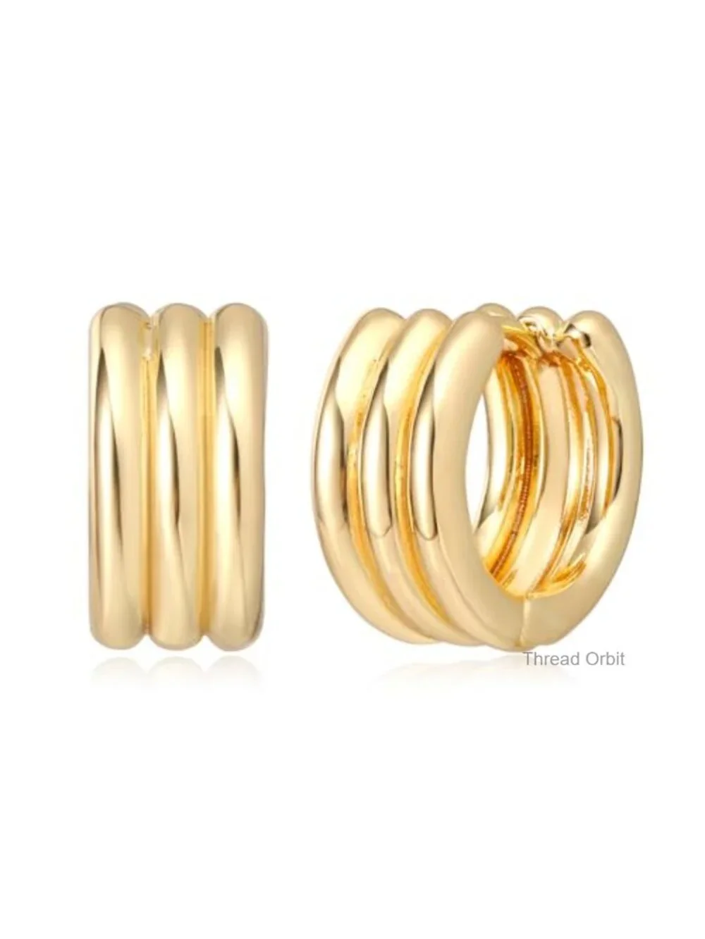14K Gold Plated Chunky Huggie Hoop Earrings Hypoallergenic Everyday Jewelry